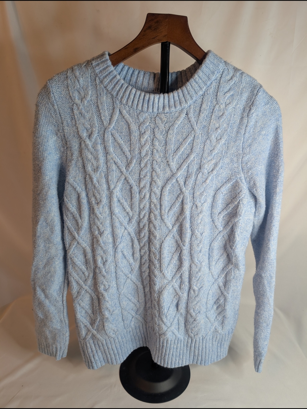 Croft & Barrow Light Blue Cable Knit Crewneck Sweater Women's Size Medium